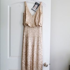 Sorella Vita Gold Sequin Floor Length Dress